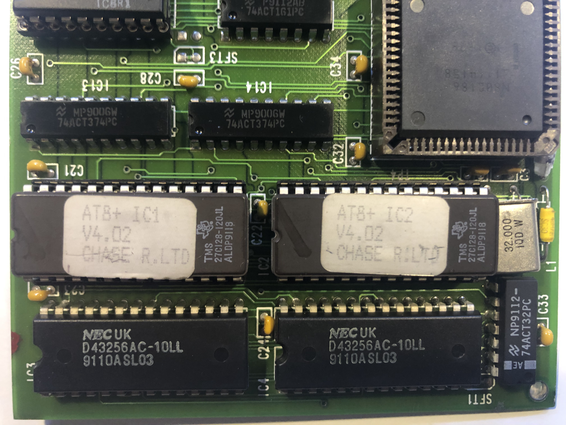 PCB showing the ROM and RAM chips
