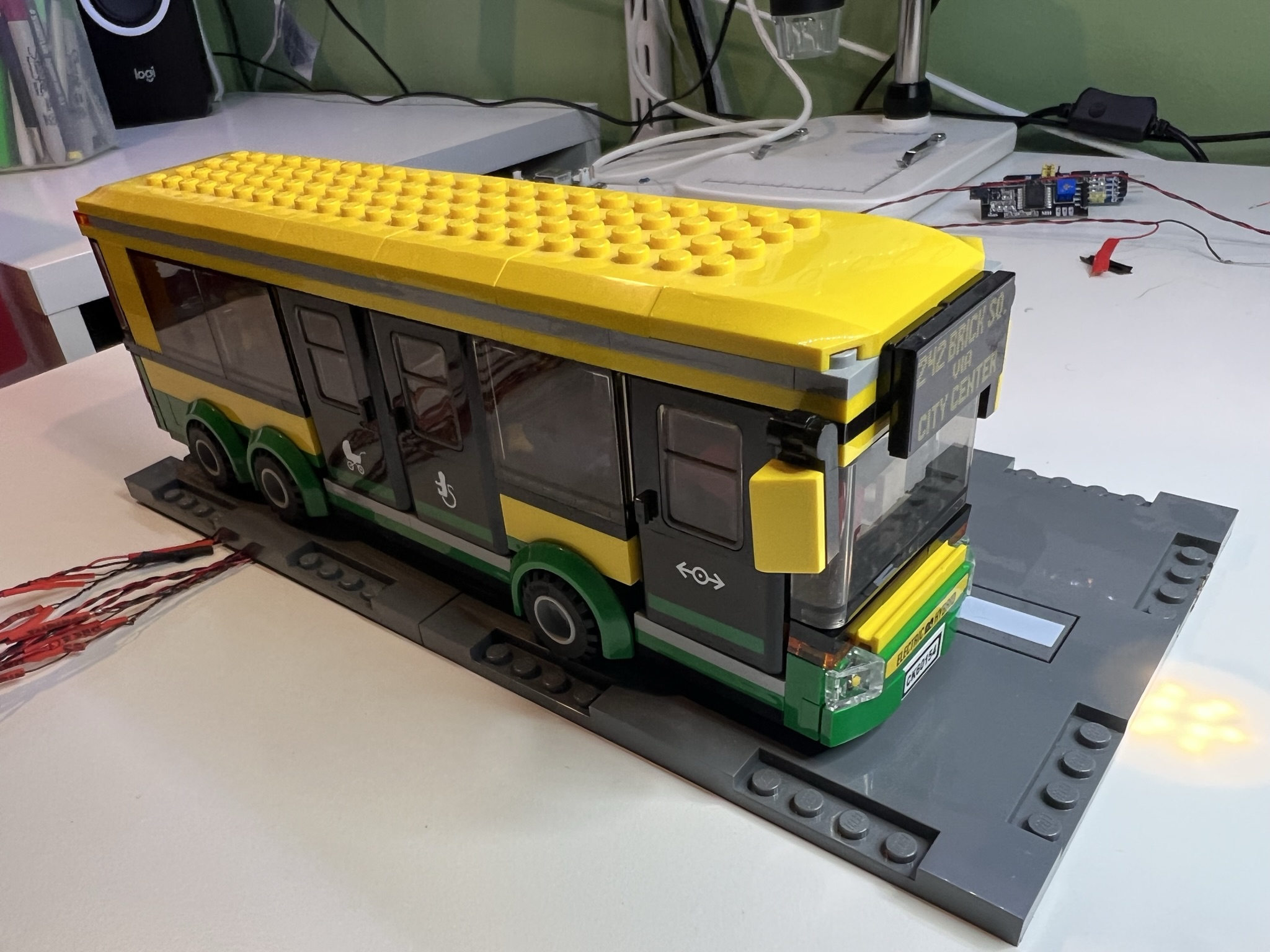 Close up of the Lego Bus